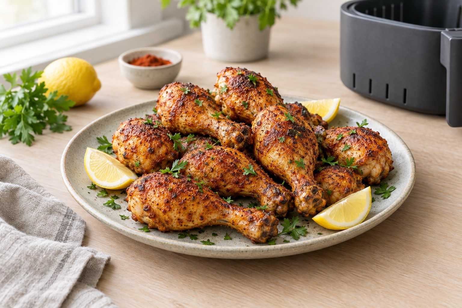 Kycklingklubbor i airfryer, gyllenbruna med krispigt skinn